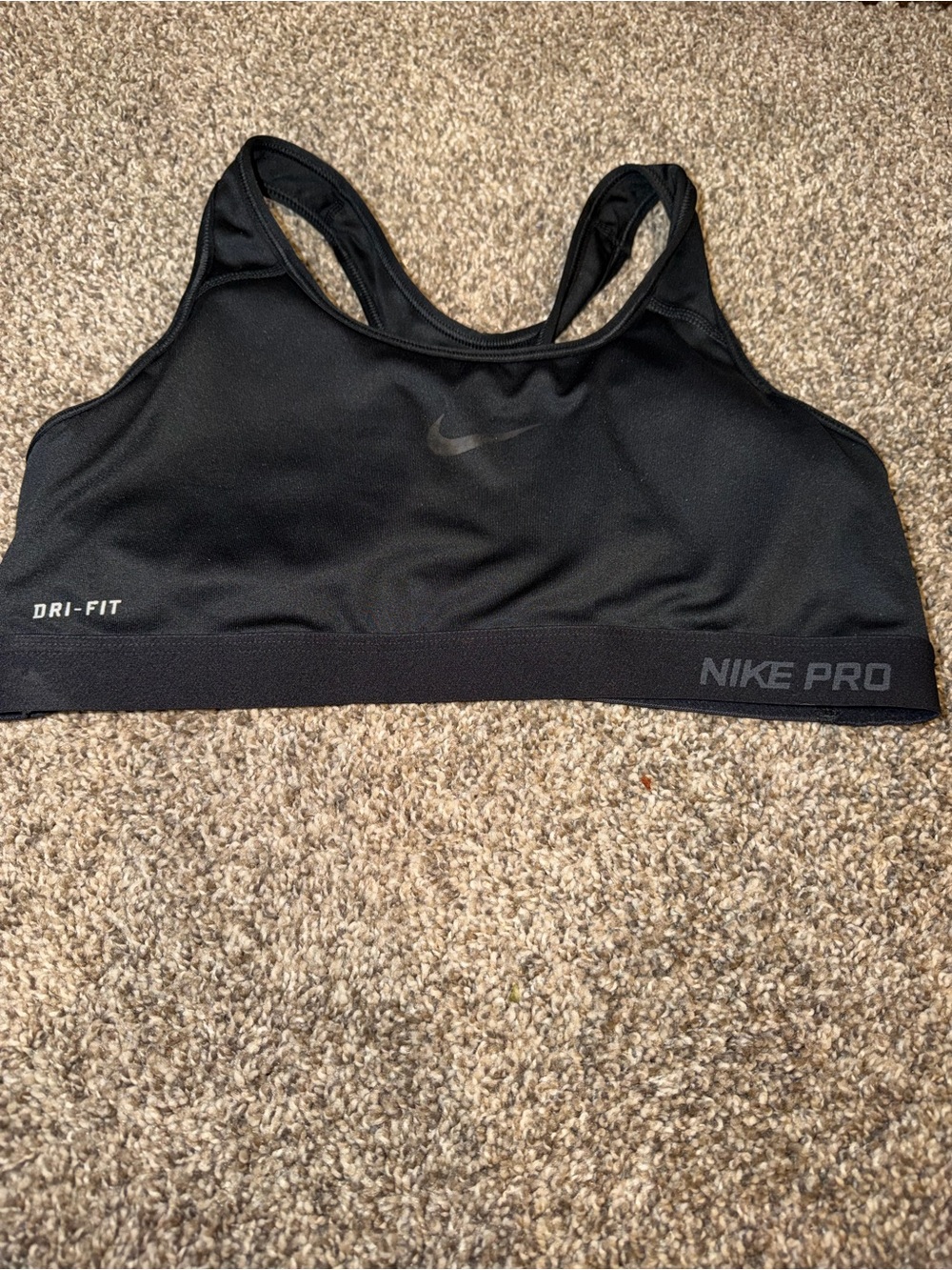 Nike Pro Large Sports Bra Black Swoosh Wireless Pullover Racerback Yoga Workout - Picture 2 of 6